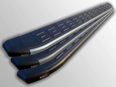Пороги алюминиевые ТСС с накладкой для Ford Explorer 2011-2015