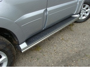 Защита штатных порогов 42 мм для Mitsubishi Pajero 4 № MITPAJ413-03